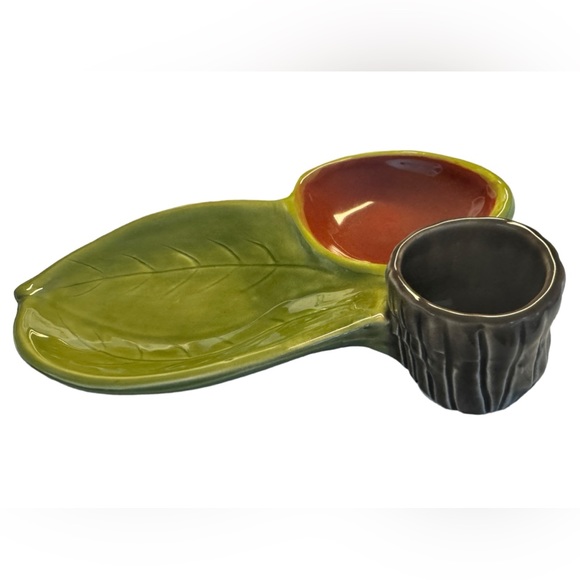 Elgen Arts Uncommon Goods Ceramic Leaf Design Olive Style Serving Dish - Picture 5 of 7